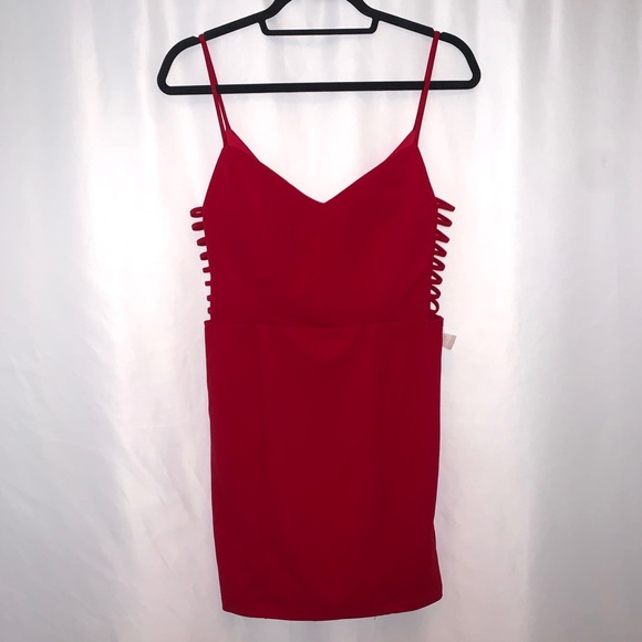 Jump Apparel Red Cut Out Sides Sexy Mini Dress Size Medium - Picture 1 of 5